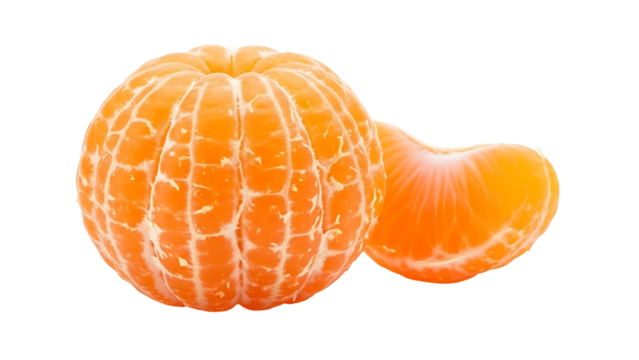 Peeled orange segment with whole fruit