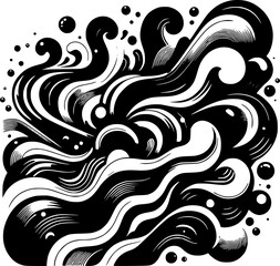 Fototapeta premium Abstract Flowing Lines: A mesmerizing monochrome artwork, it displays a dynamic interplay of swirling black lines and elegant curves.