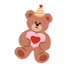 Teddy Bear in Cute Hand-Drawn Style for Valentine Designs