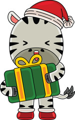Cartoon Zebra character celebrating Christmas