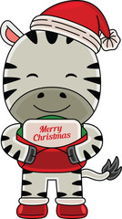 Cartoon Zebra character celebrating Christmas
