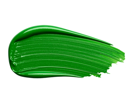 textured abstract green color paint stroke isolated on transparent background, png