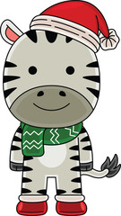 Cartoon Zebra character celebrating Christmas