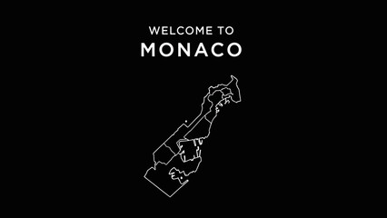 Fototapeta premium Welcome to Monaco graphic with map outline.