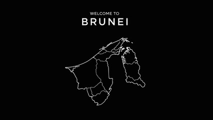 Outline map of Brunei Darussalam on a black background.