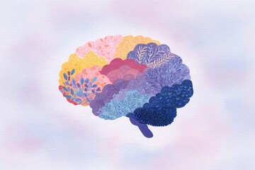A colorful brain illustration representing diverse neurodivergent traits