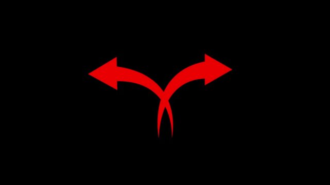 Right and left direction share arrow animation. abstract share button animation with arrow icon on black background.