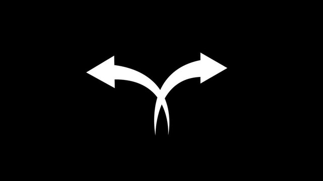 Right and left direction share arrow animation. abstract share button animation with arrow icon on black background.