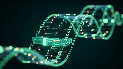 Cutting edge biotechnology with glowing circuit design