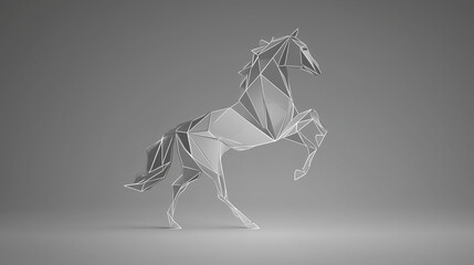 Ultra-minimal monochrome geometric horse outline, timeless corporate aesthetic, grey gradient, elegant 2026 lettering, perfect for business New Year campaigns
