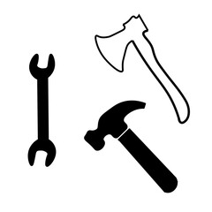 Set of hand tools icons simple flat vector design element isolated on white background for construction and repair