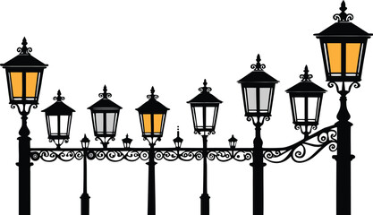 Abstract graphic design with geometric shapes and figures in silhouette