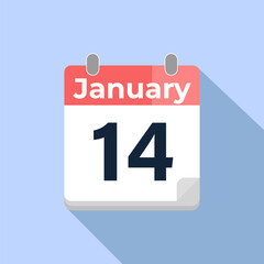 January 14 Vector Calendar
Modern flat color vector calendar with date
