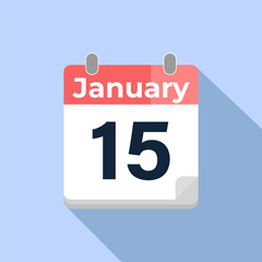 January 15 Vector Calendar
Modern flat color vector calendar with date