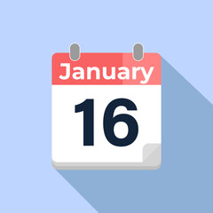 January 16 Vector Calendar
Modern flat color vector calendar with date