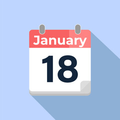 January 18 Vector Calendar
Modern flat color vector calendar with date