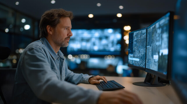 Close-up of security analyst monitoring anomaly detection alerts and system logs in real-time, highlighting digital defense, advanced cybersecurity operations, and proactive threat mitigation in - Powered by Adobe