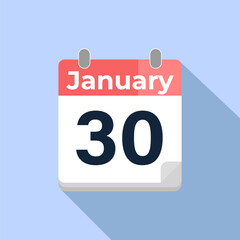 January 30 Vector Calendar
Modern flat color vector calendar with date