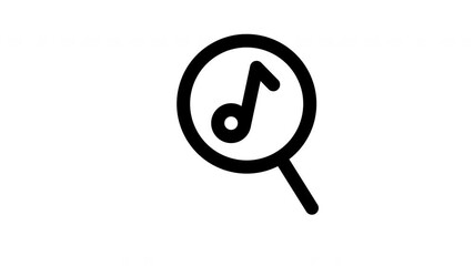 Music Search Icon with Magnifying Glass and Note Symbol for Audio Discovery and Song Finder Apps
