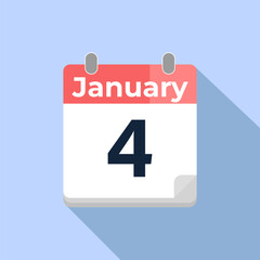 January 4 Vector Calendar
Modern flat color vector calendar with date