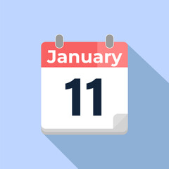 January 11 Vector Calendar
Modern flat color vector calendar with date