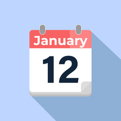January 12 Vector Calendar
Modern flat color vector calendar with date