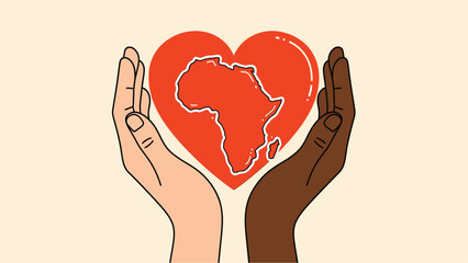 Hands of Unity: A Symbol of Love and Connection with Africa, Representing Support, Diversity, and Cultural Appreciation in a Minimalist Design