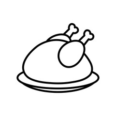 Outline icon of a roasted turkey or chicken served on a platter