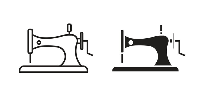 Old sewing machine icon vector design. icon doodle hand drawn.
