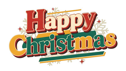 Happy christmas text design with snowflakes isolated on transparent background
