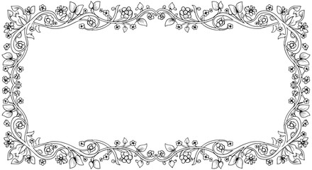 Elegant floral frame with vintage botanical details for wedding invitations design