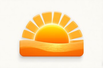 Cheerful yellow sun symbol with cloud overlay high resolution photo