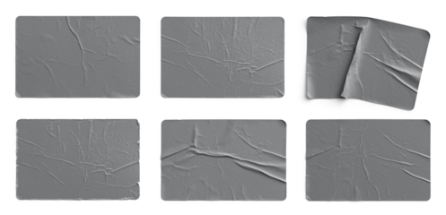 Wrinkled Grey Rectangle Stickers Texture Variants Set Collection