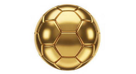 Golden soccer ball shaped egg isolated on transparent background