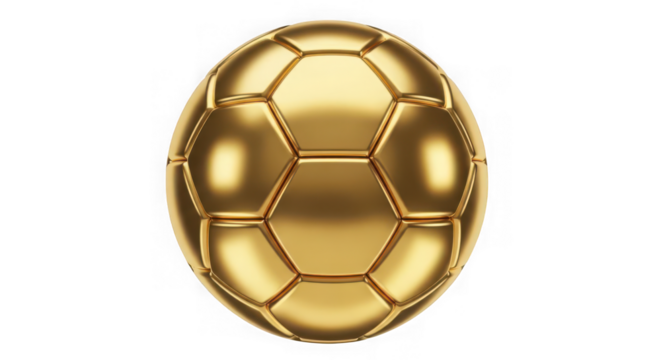 Golden soccer ball shaped egg isolated on transparent background - Powered by Adobe
