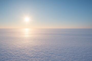 Fototapeta premium Minimal Winter Sunrise over Frozen Snowfield with Soft Light
