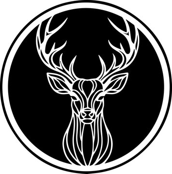 Elegant deer head logo in circular frame, a timeless emblem for outdoor brands, wildlife conservation, and rustic design projects, vector origin