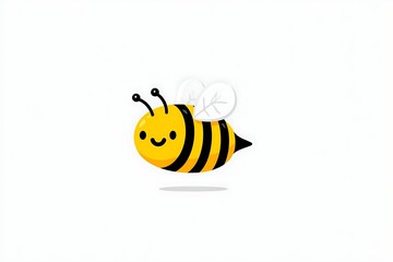 Cute cartoon bumblebee illustration with yellow stripes high resolution photo