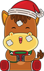 Cartoon Horse character celebrating Christmas