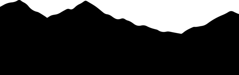 Dramatic mountain range silhouette, perfect for adventure logos, nature themes, and stunning backgrounds, evoking strength, resilience, and the call of the wild © Vectors Studio