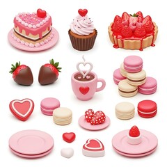 Sweet Valentines Day Treats and Pastries Still Life Arrangement Background
