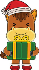 Cartoon Horse character celebrating Christmas