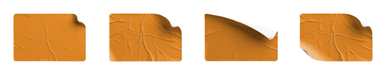 Red Rectangle Sticker Peel Sequence Top-Right Corner Curl isolated on transparent background