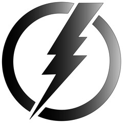 Bold lightning bolt symbol inside circular frame for energy design