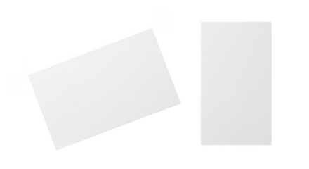 Blank white paper cards mockup on transparent background
