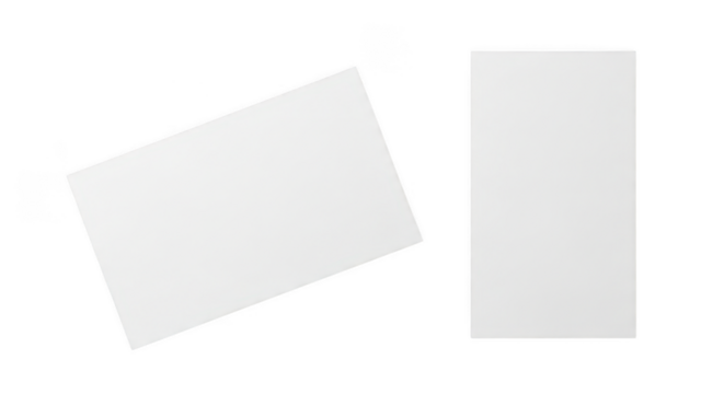 Blank white paper cards mockup on transparent background
