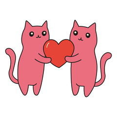 two cat with heart