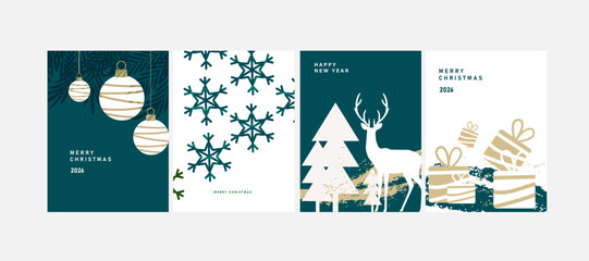 set of Creative Christmas & New Year Celebration Card Template for Marketing and Social Media