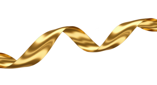 Golden twisted ribbon on transparent background
