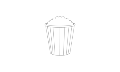 Minimalist outline of a trash can with lid on black background


